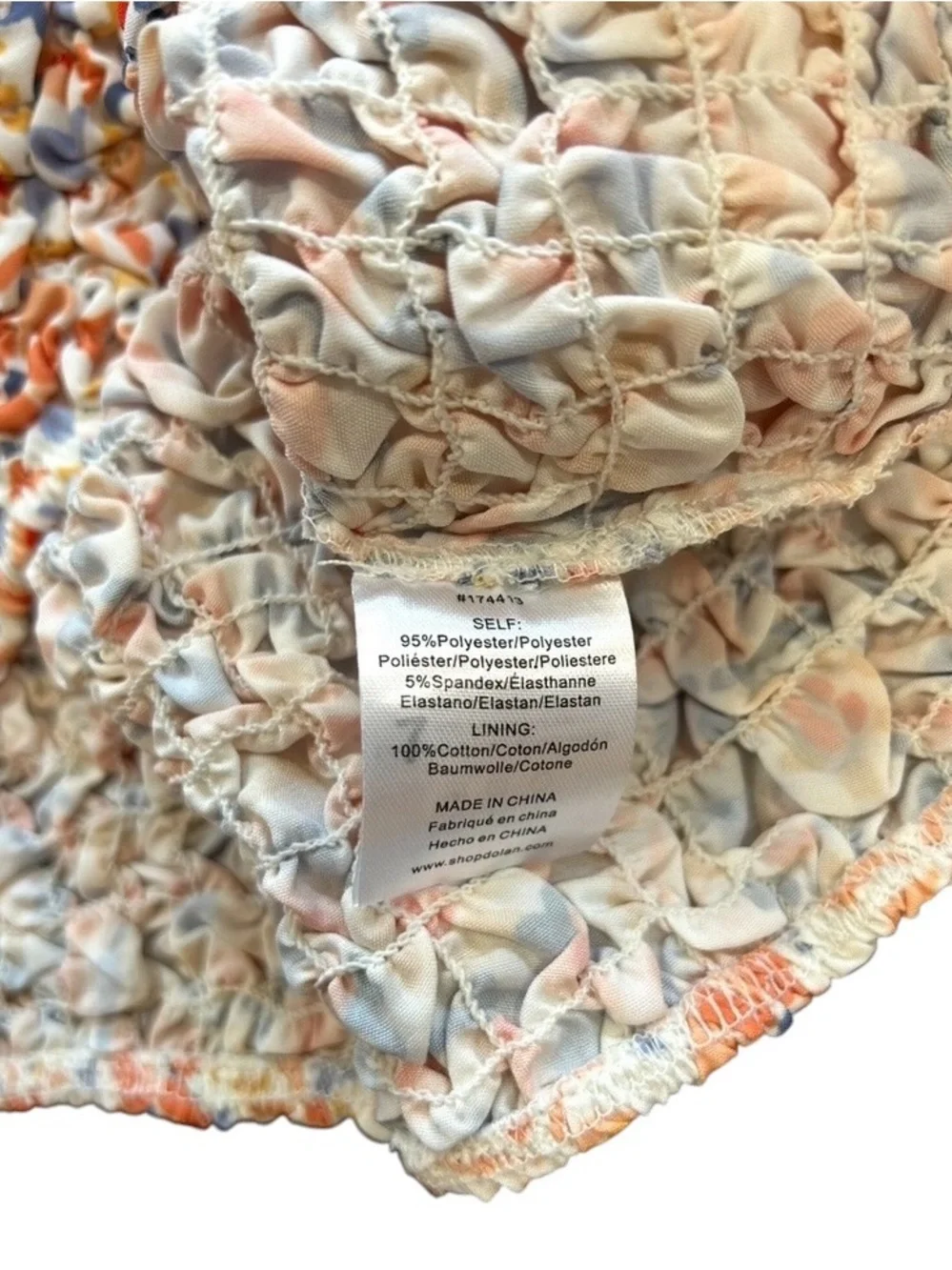 Anthropologie Dolan On or Off The Shoulder Textured Top M Orange Motif smocked